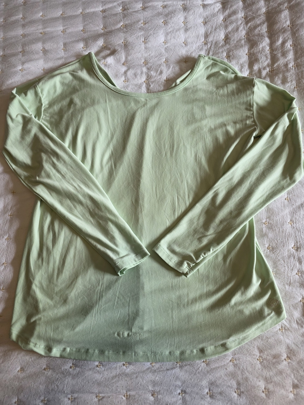 ZELOS Women's Long-Sleeve Scoop Neck Top - Mint Green
